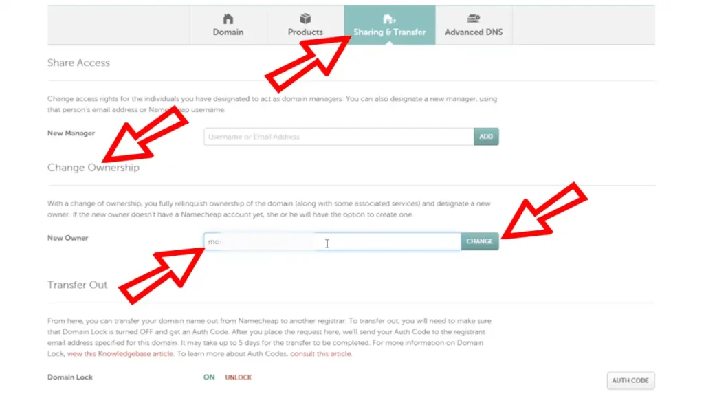 Namecheap Change Ownership